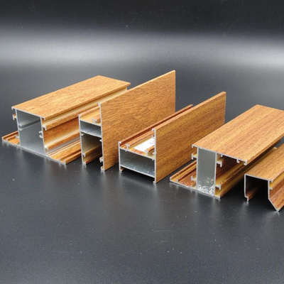 Mill Finished Wood Grain Aluminium Profile For Window And Door