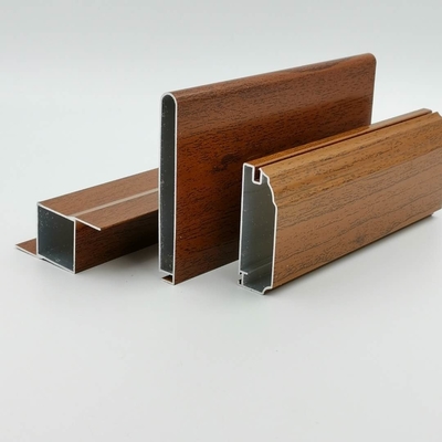 5.8M Wood Grain Powder Coating Aluminium Profiles For Kitchen Cabinet