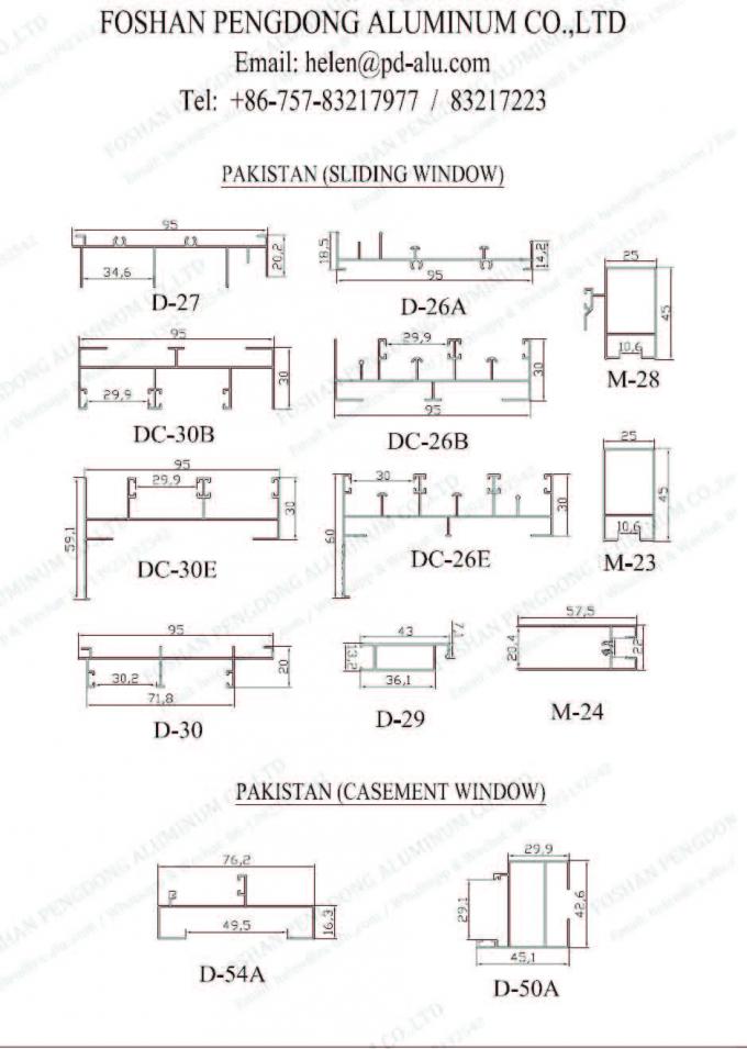 6063 T5 Pakistan Aluminum Window Extrusion Profiles