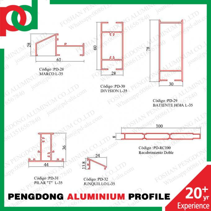Bolivia Anodized 6063 T5 Aluminium Window Profiles Wind Resistance