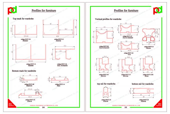Anodized 6063 Aluminium Profiles for Sliding Wardrobe Doors